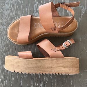 Musse & Cloud Natural Tan Strappy Sandals Platform Casual Boho Women’s Size EU37